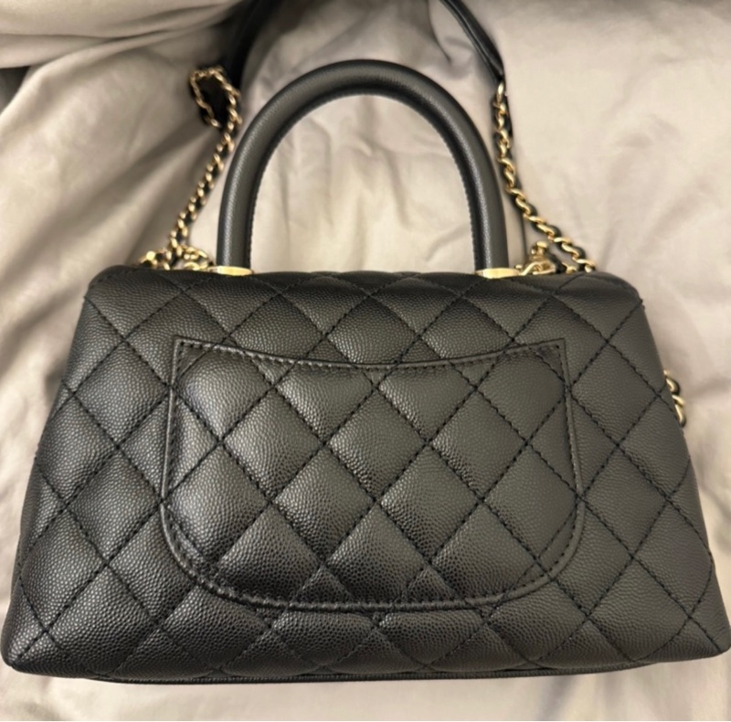 Chanel Coco handle 黑淡金 手提肩背包 經典款 尺寸：小號-1