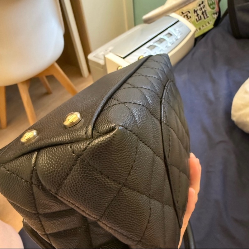 Chanel Coco handle 黑淡金 手提肩背包 經典款 尺寸：小號-9