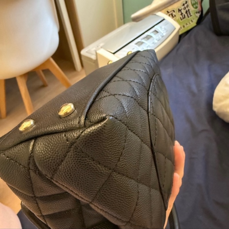 Chanel Coco handle 黑淡金 手提肩背包 經典款 尺寸：小號-11