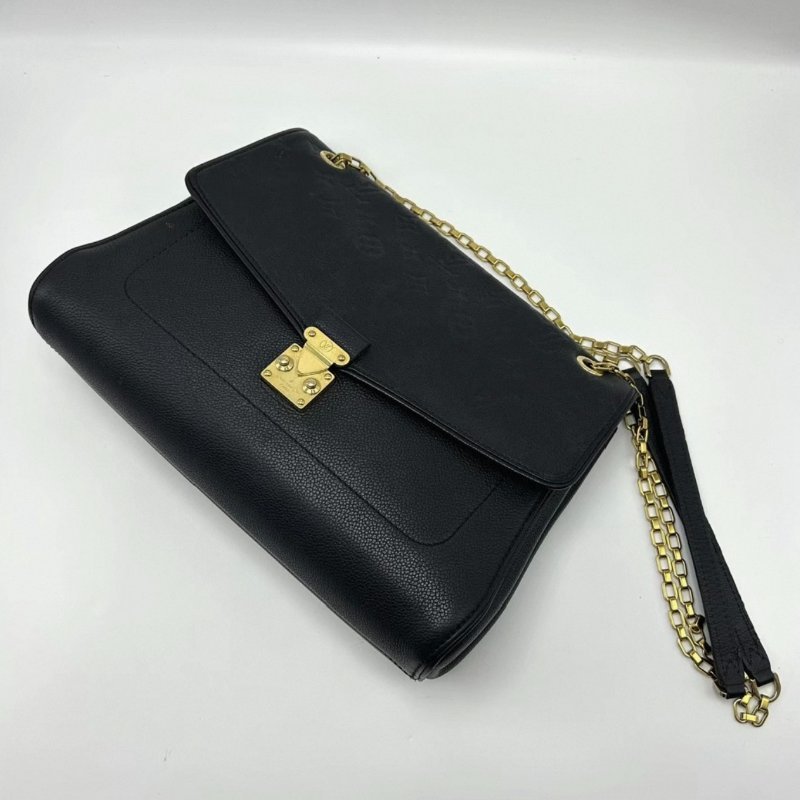 LV 黑金全皮壓紋肩背鏈條包31.5*22*10 98新配件塵袋-2