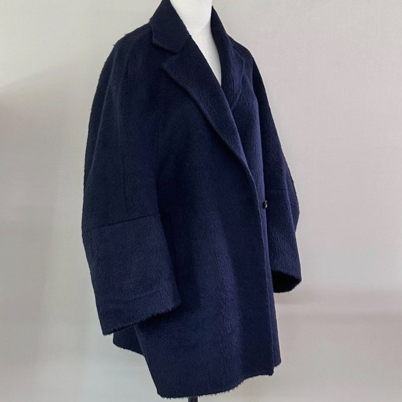 Max Mara Sequoia系列駱駝絨海馬毛純色翻領大衣 肩寬60 胸圍130 衣長90 99新-2