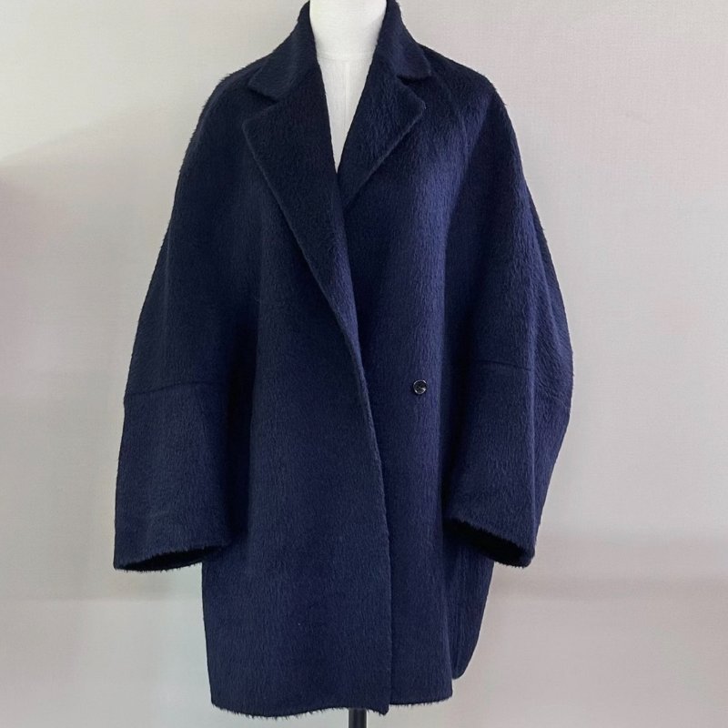 Max Mara Sequoia系列駱駝絨海馬毛純色翻領大衣 肩寬60 胸圍130 衣長90 99新-4