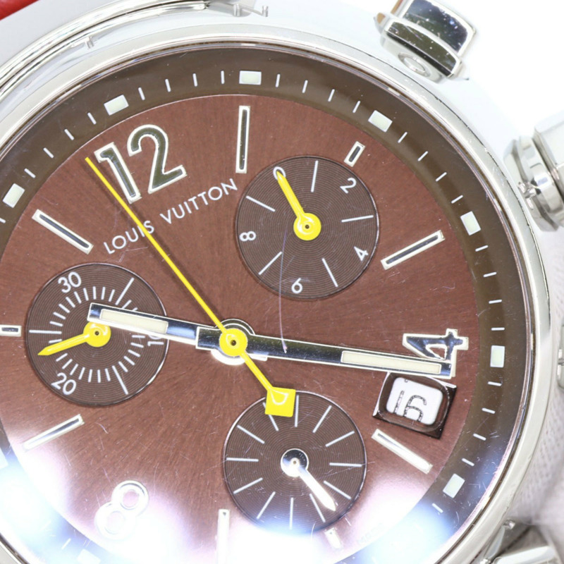 路易威登 Q1321 Tambour 計時腕錶，不鏽鋼和皮革材質，女士款-24