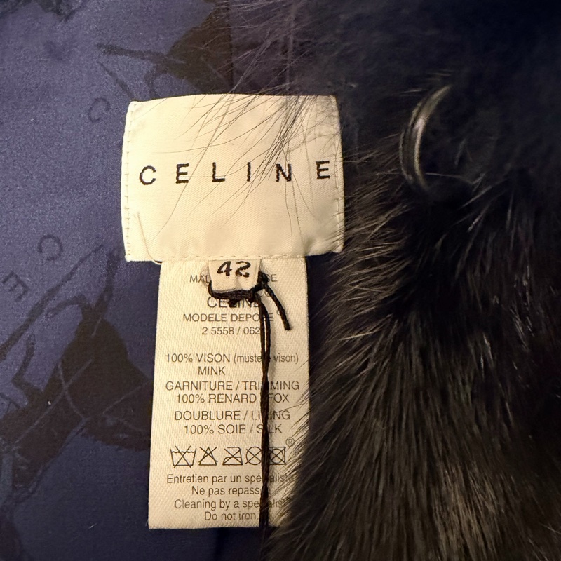 🍒CELINE 貂毛皮草連帽背心size:42 /2F251120-1-6