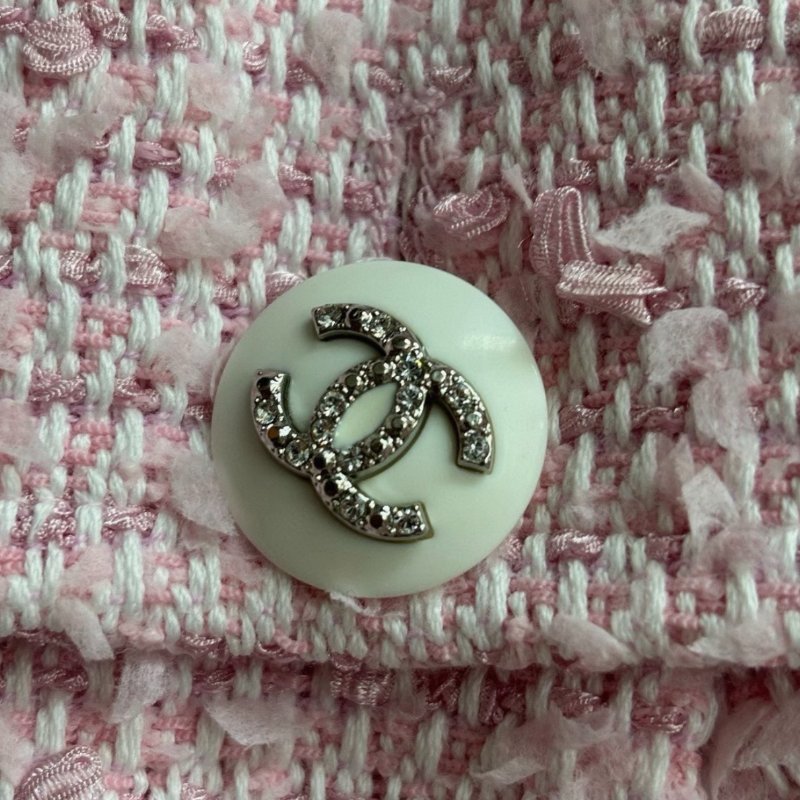 CHANEL 粉色粗花毛呢長款外套 38碼 99新配件塵袋-2