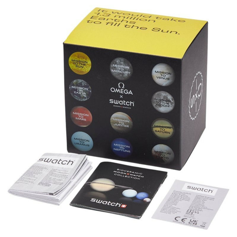 歐米茄 x Swatch 超霸系列登月太陽任務腕錶 SO33J100 石英金錶盤陶瓷尼龍錶帶男錶-5