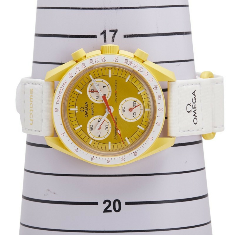 歐米茄 x Swatch 超霸系列登月太陽任務腕錶 SO33J100 石英金錶盤陶瓷尼龍錶帶男錶-6