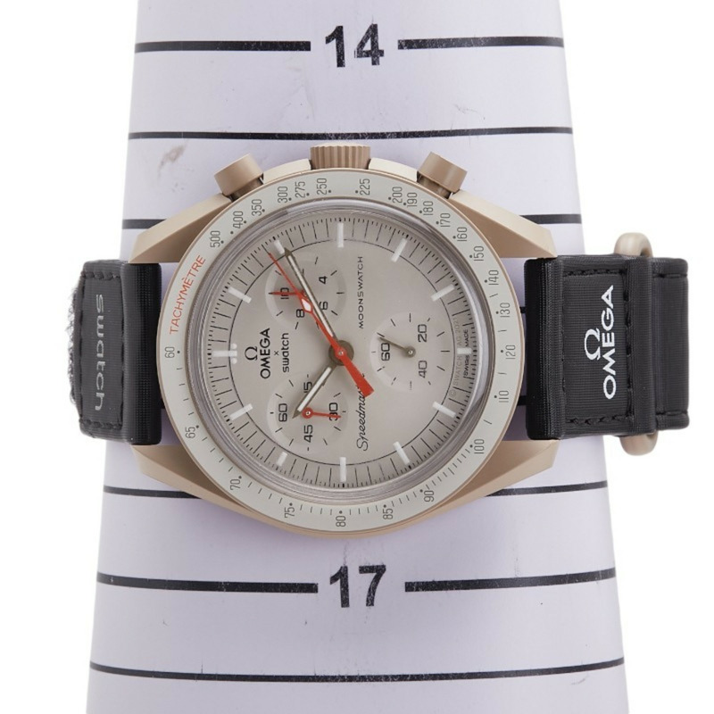 歐米茄 x Swatch 超霸系列登月木星任務腕錶 SO33C100 石英機芯 灰色錶盤 陶瓷尼龍錶帶 男士-6