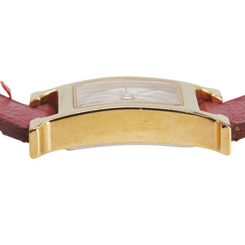 愛馬仕 H 系列腕錶 HH1.201 石英銀色錶盤不鏽鋼皮革女士腕錶-5