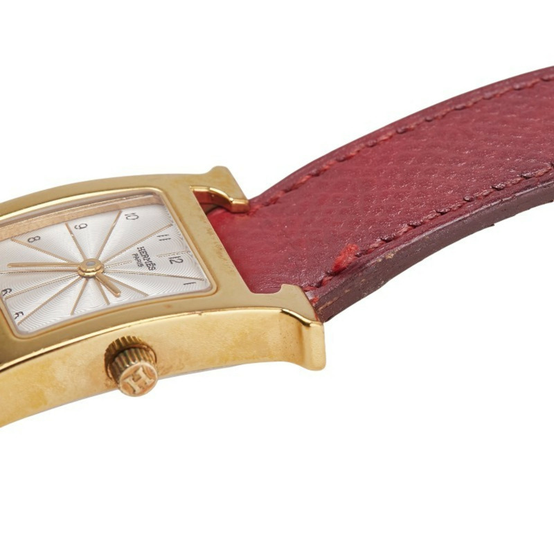 愛馬仕 H 系列腕錶 HH1.201 石英銀色錶盤不鏽鋼皮革女士腕錶-6