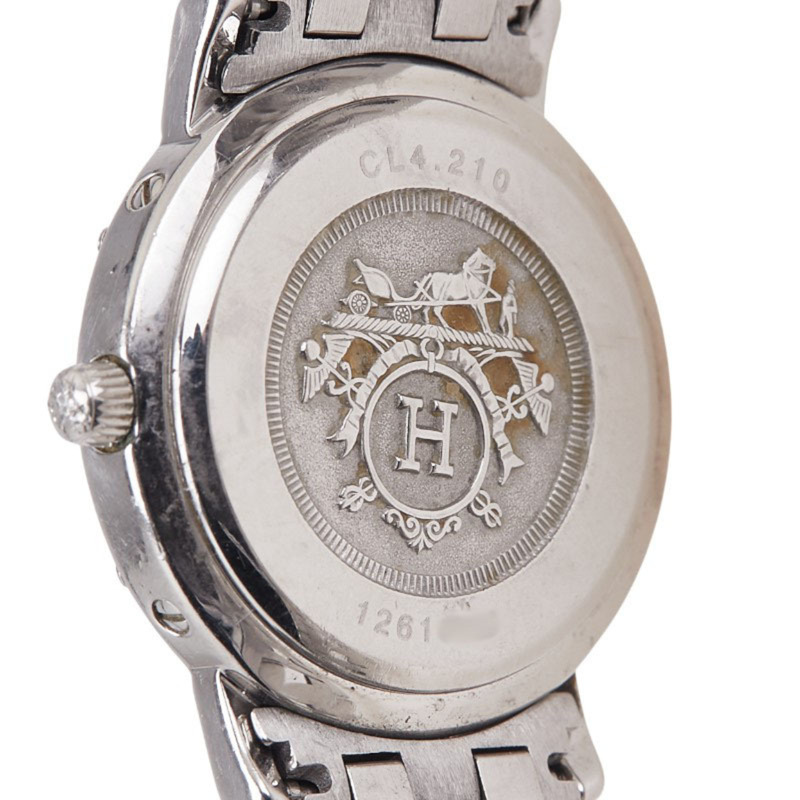 愛馬仕 Clipper CL4.210 石英腕錶,海軍藍錶盤,不鏽鋼錶殼,女士款-3