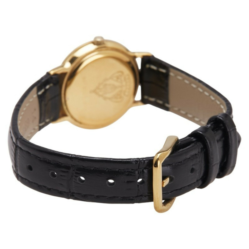 Gucci 女士石英腕錶，金色錶盤，不鏽鋼錶殼和皮革錶帶（非原廠）-2