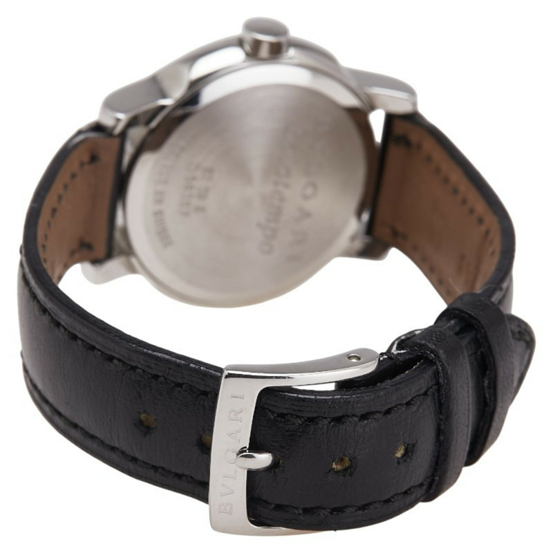 寶格麗 Solotempo 日期顯示腕錶 ST29S 石英機芯 黑色錶盤 不鏽鋼錶帶 皮革錶帶 女士款 BVLGARI-2