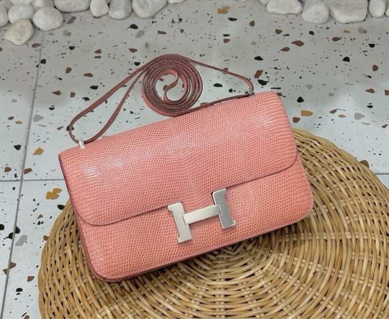 Hermes Constance elan 5P 櫻花粉 銀扣-0