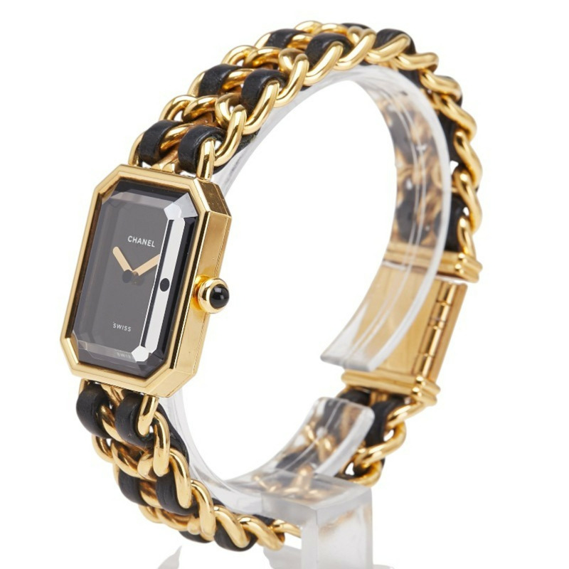 香奈兒 Premiere L 腕錶 H0001 石英機芯 黑色錶盤 鍍金皮革 女士-1