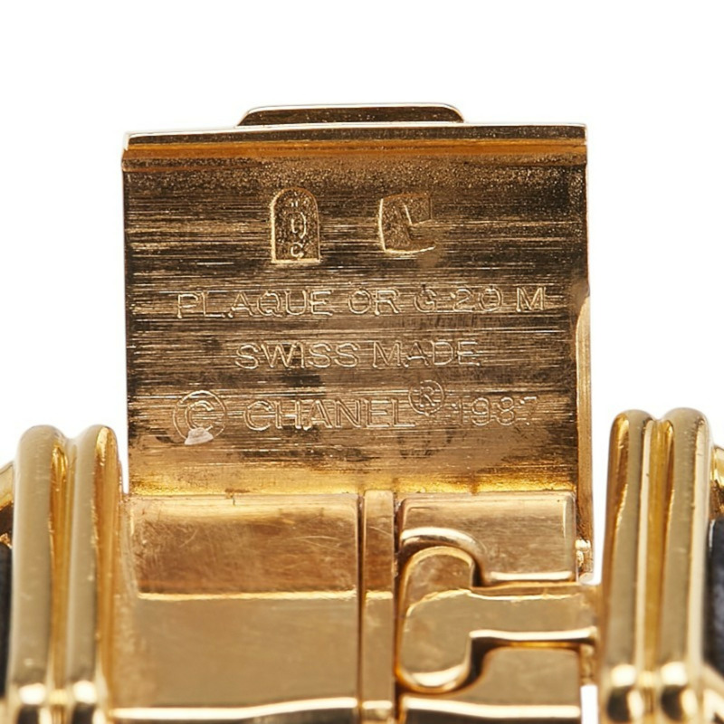 香奈兒 Premiere L 腕錶 H0001 石英機芯 黑色錶盤 鍍金皮革 女士-7