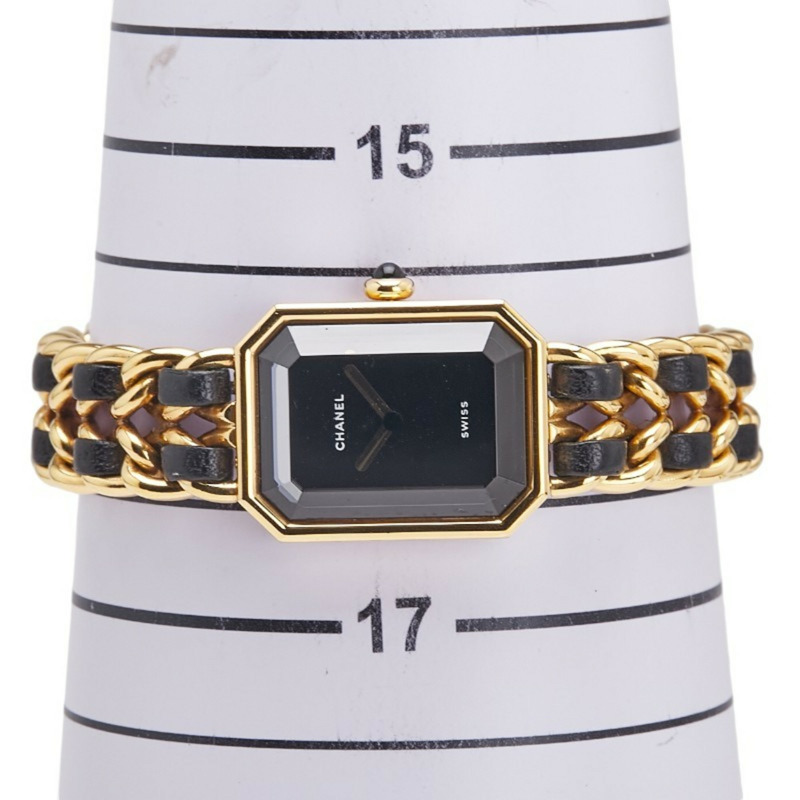香奈兒 Premiere L 腕錶 H0001 石英機芯 黑色錶盤 鍍金皮革 女士-8