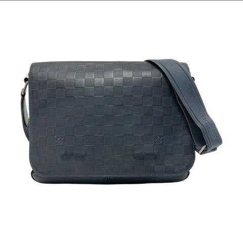 LV路易威登District 深藍色牛皮棋盤格斜背包