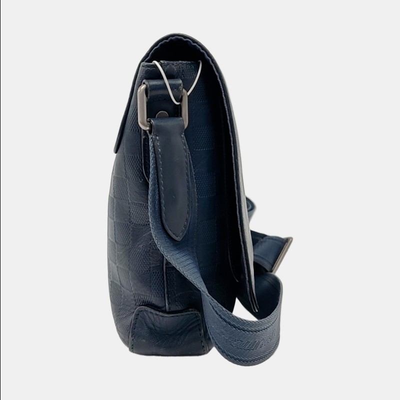 LV路易威登District 深藍色牛皮棋盤格斜背包-3