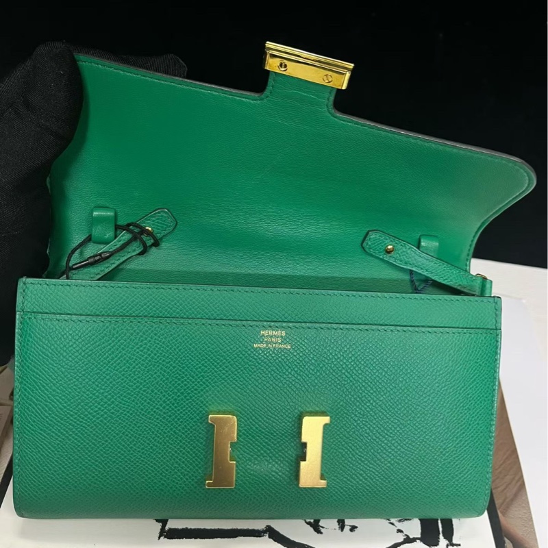 🌈Hermes💚Constance to go💚U4絲絨綠金扣💚98新🌈Epsom皮🌟-1