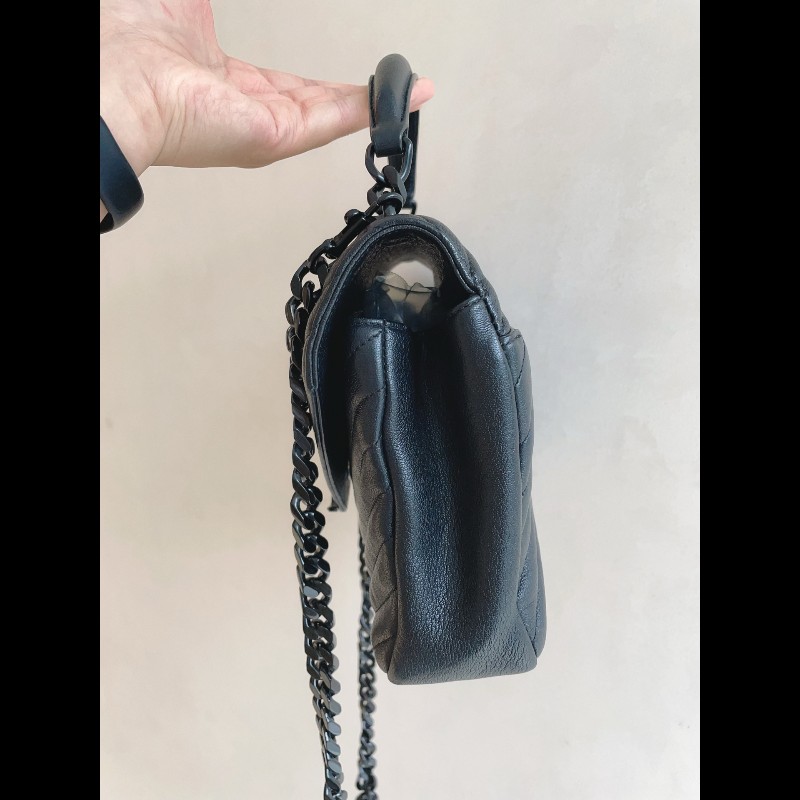 YSL 郵差包College黑標Logo鏈條 羊皮-5