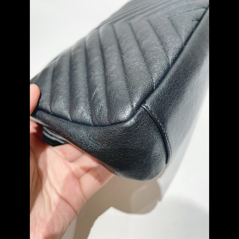 YSL 郵差包College黑標Logo鏈條 羊皮-8