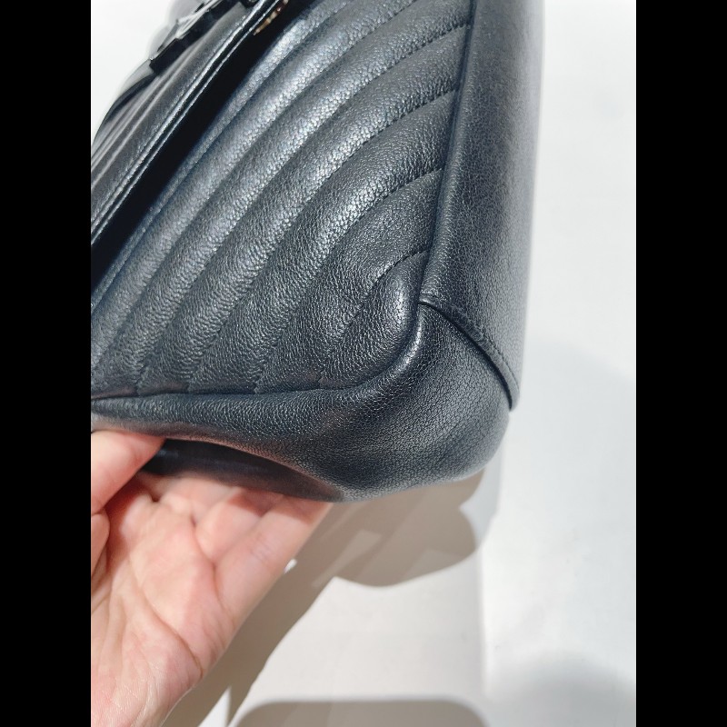 YSL 郵差包College黑標Logo鏈條 羊皮-10