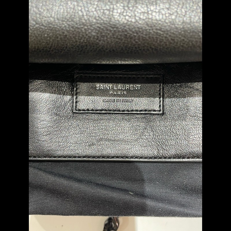 YSL 郵差包College黑標Logo鏈條 羊皮-13