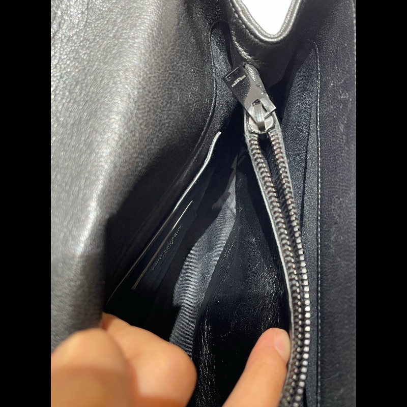 YSL 郵差包College黑標Logo鏈條 羊皮-15