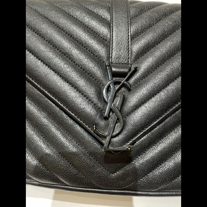 YSL 郵差包College黑標Logo鏈條 羊皮-18