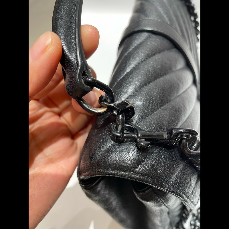 YSL 郵差包College黑標Logo鏈條 羊皮-20