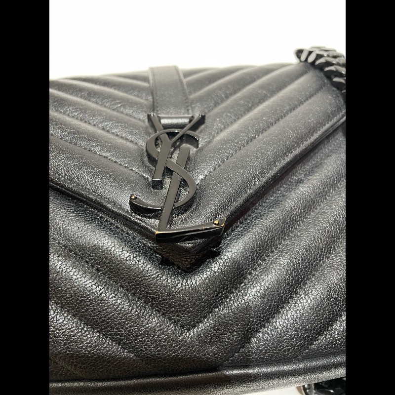 YSL 郵差包College黑標Logo鏈條 羊皮-22