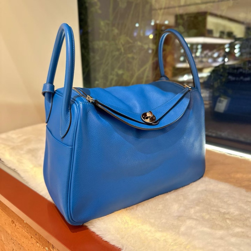 🌈Hermes💙Lindy 30💙希臘藍色銀扣🌈98新🌟Evercolor皮🌟-1