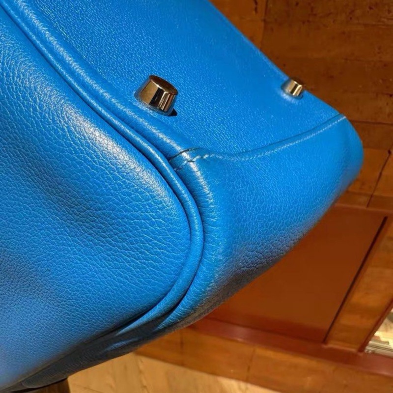 🌈Hermes💙Lindy 30💙希臘藍色銀扣🌈98新🌟Evercolor皮🌟-8