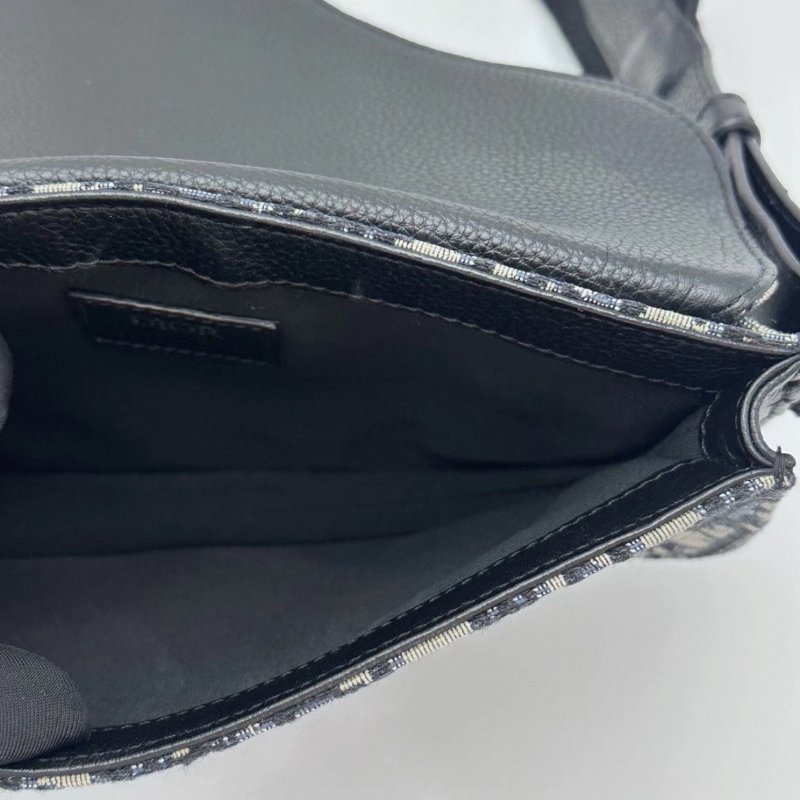 DIOR Saddle藍色老花拼皮手槍腰包 24*16*4 98新配件塵袋-4