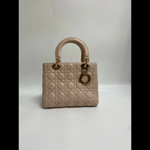 DIOR Lady Dior 粉色五格戴妃包 手提包肩背包 可拆卸肩帶