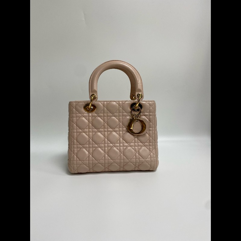 DIOR Lady Dior 粉色五格戴妃包 手提包肩背包 可拆卸肩帶-0