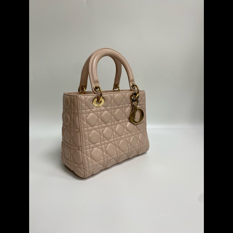 DIOR Lady Dior 粉色五格戴妃包 手提包肩背包 可拆卸肩帶-1