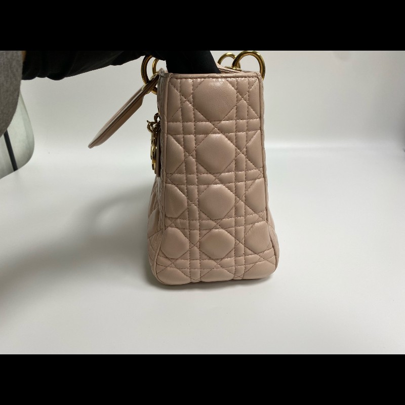 DIOR Lady Dior 粉色五格戴妃包 手提包肩背包 可拆卸肩帶-9