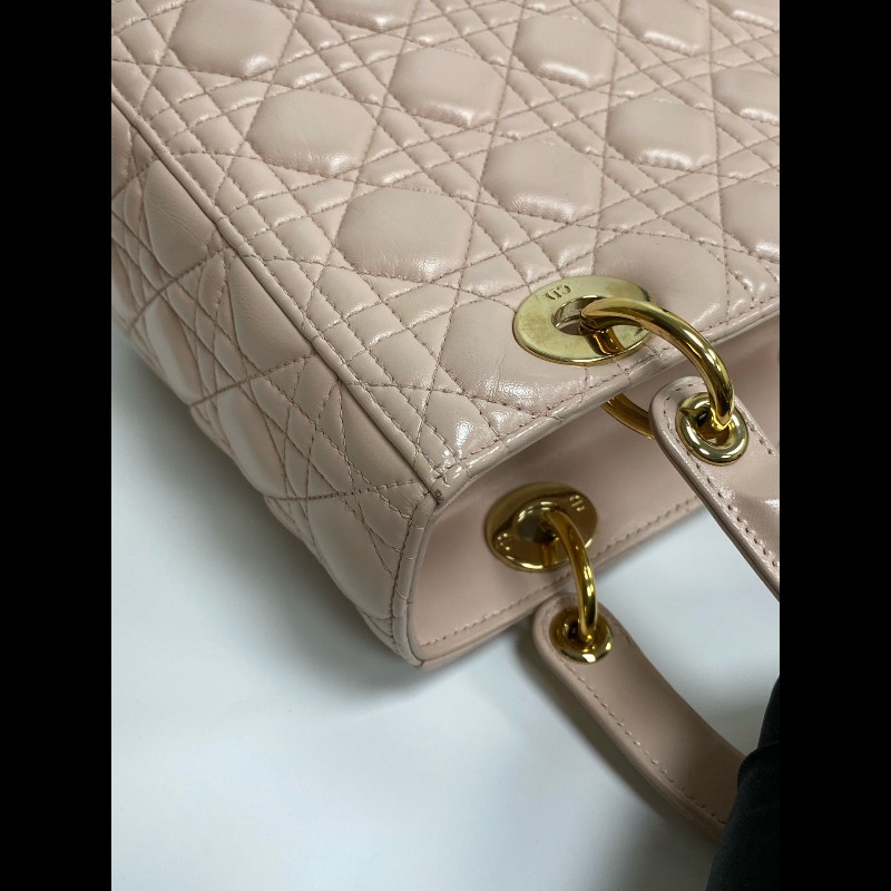 DIOR Lady Dior 粉色五格戴妃包 手提包肩背包 可拆卸肩帶-17