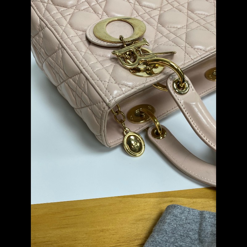 DIOR Lady Dior 粉色五格戴妃包 手提包肩背包 可拆卸肩帶-19