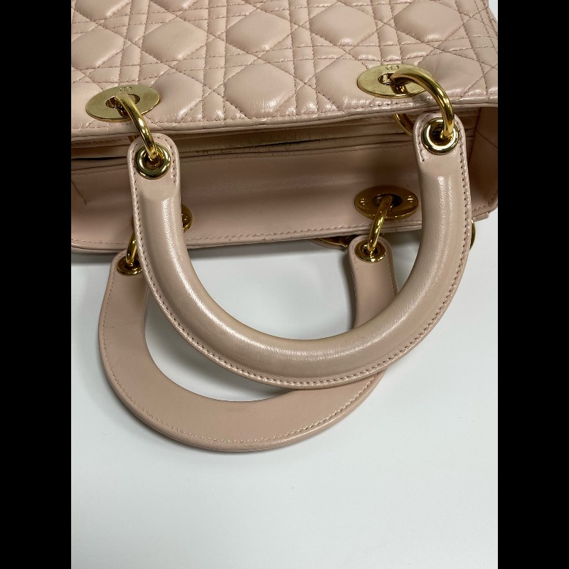 DIOR Lady Dior 粉色五格戴妃包 手提包肩背包 可拆卸肩帶-21