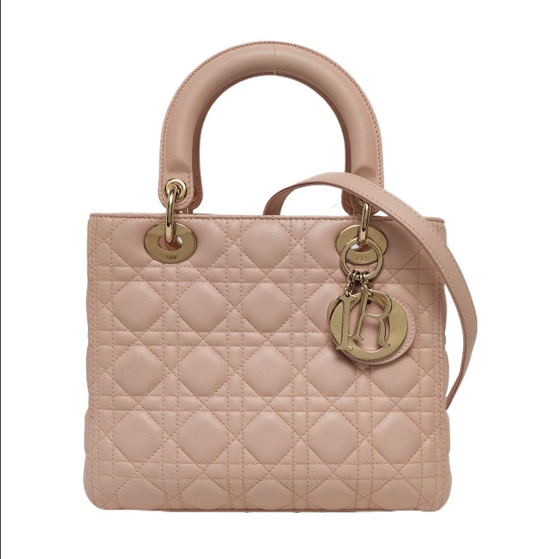 Dior Lady Dior 五格戴妃 淺粉色 手提包肩背包-0