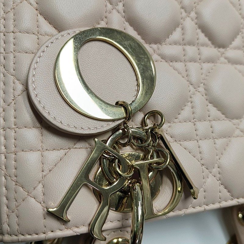 Dior Lady Dior 五格戴妃 淺粉色 手提包肩背包-8