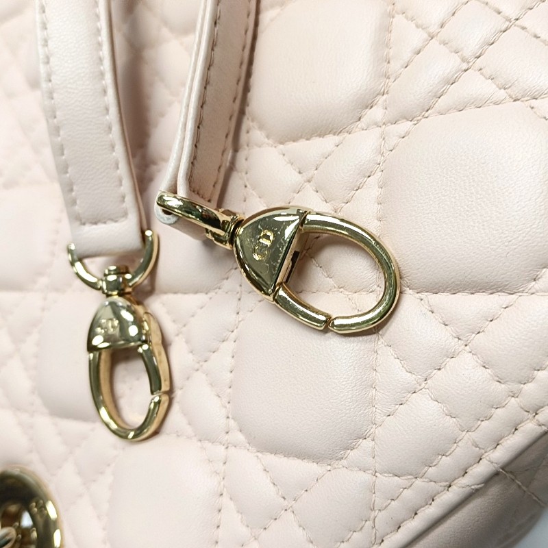 Dior Lady Dior 五格戴妃 淺粉色 手提包肩背包-11