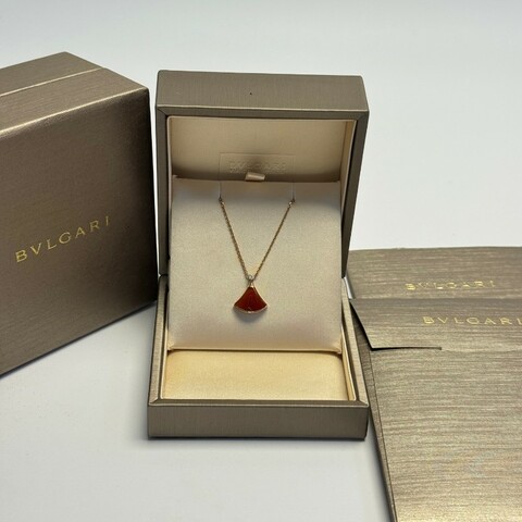 Bvlgari 扇子項鍊紅玉髓小號 玫瑰金