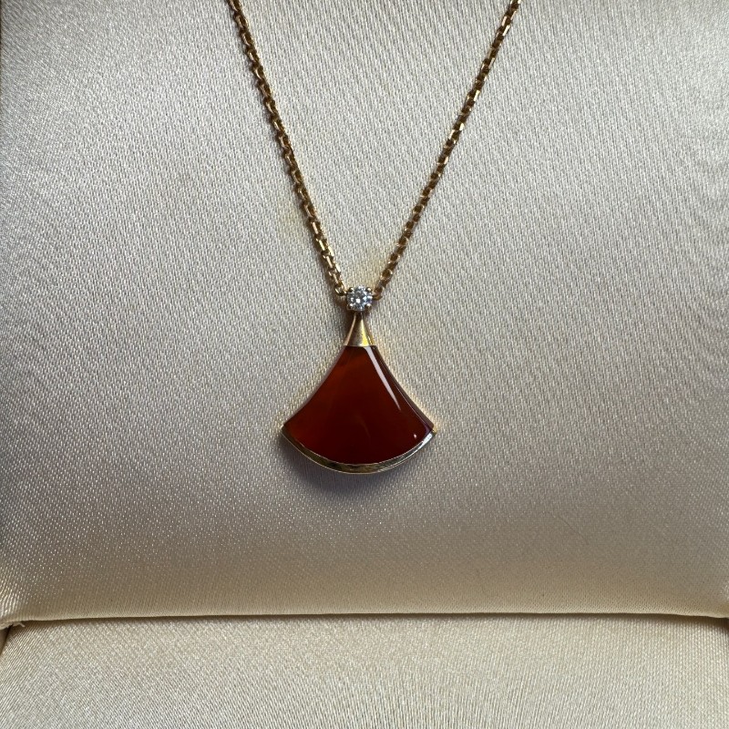 Bvlgari 扇子項鍊紅玉髓小號 玫瑰金-1