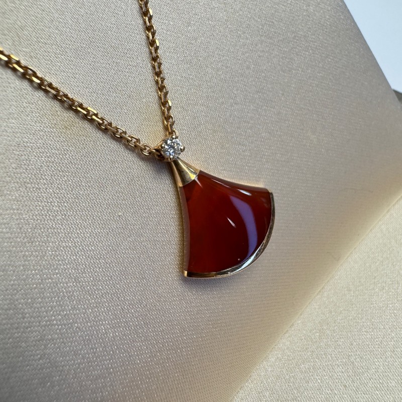 Bvlgari 扇子項鍊紅玉髓小號 玫瑰金-2