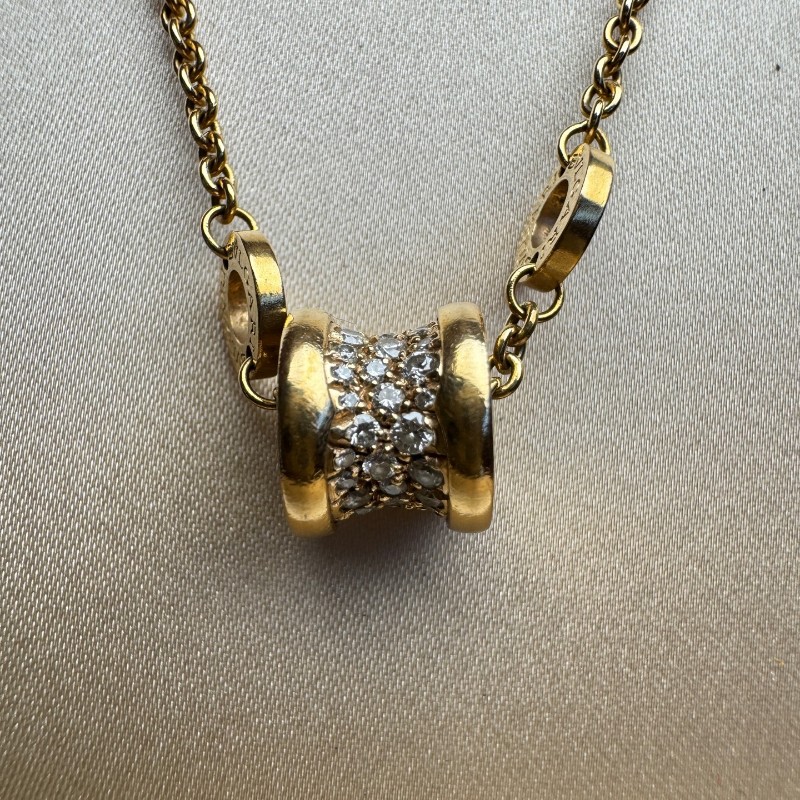 BVLGARI B.zero1玫瑰金滿鑽款小蠻腰手鍊-1