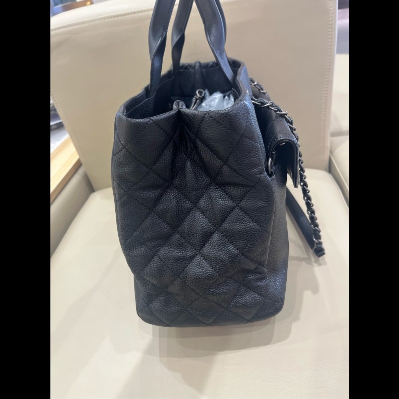 Chanel 黑銀荔枝牛皮tote二合一托特 手提包肩背包-10